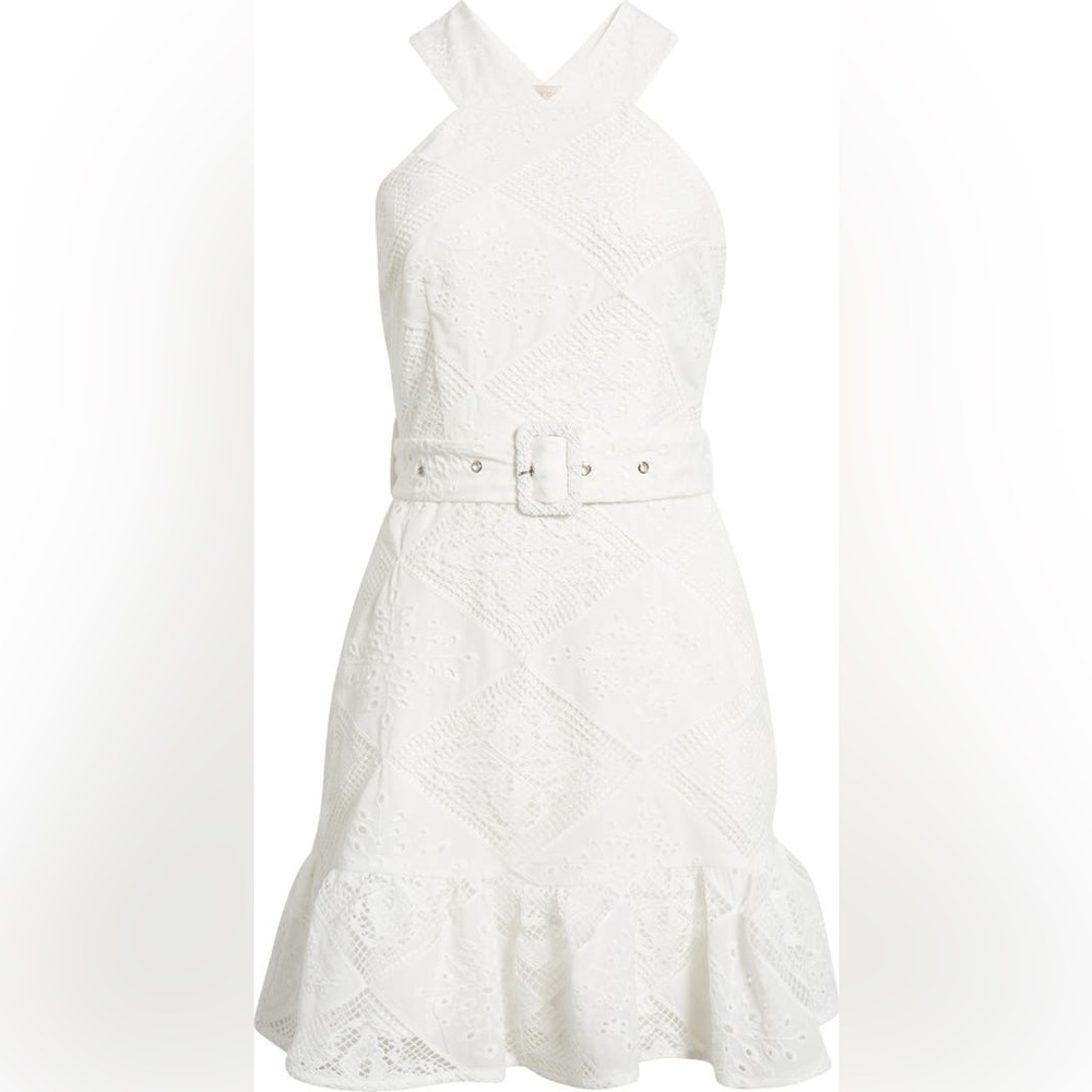 Ciebon Braylee Lace Eyelet Belted Sleeveless Minidress - Picture 5 of 10